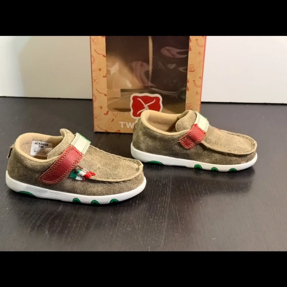 Twisted X Driving Moc Leather Shoes Dusty Tan/Multicolor Infants/Toddler 7M